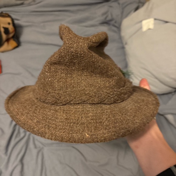 Stetson Vintage Knox Fedora Brown Wool Tweed Hat Size 7 1/4 Red/green Feather - Picture 6 of 9